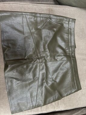 Lulu's Olive Green Faux Leather Mini Skirt